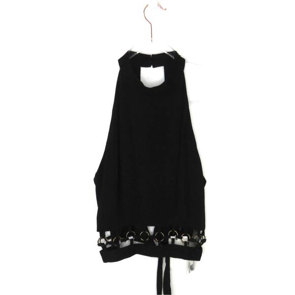 ASOS Black Caged Halter Top Crop Top Size 6 Small Sexy Going Out Cropped - Picture 2 of 6